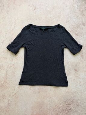 Ralph Lauren Gray Boatneck Short Sleeve Top